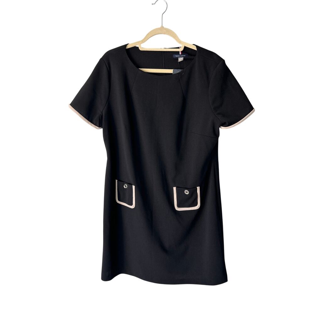 NWT Tommy Hilfiger Short Sleeve Contrast Trim Dress Contrast Trim Midi 16